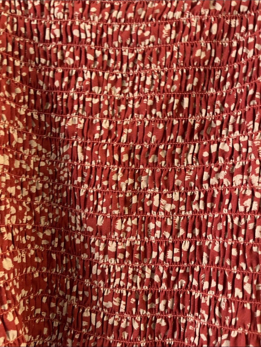 Womens Off-Shoulder Long Sleeve Crop Top - Rust Spot Print - Picture 9 of 13